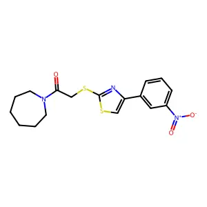 1-(Azepan-1-yl)-2-{[4-(3-nitrophenyl)-1,3-thiazol-2-yl]sulfanyl}ethan-1-one structure