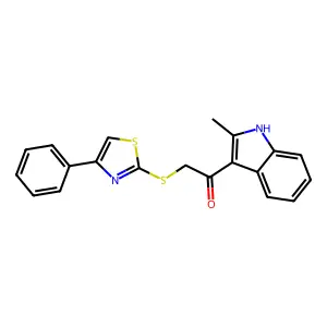 1-(2-methyl-1H-indol-3-yl)-2-((4-phenylthiazol-2-yl)thio)ethanone structure