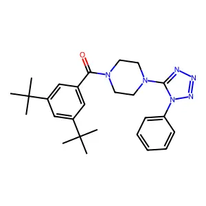 1-(3,5-di-tert-butylbenzoyl)-4-(1-phenyl-1H-1,2,3,4-tetrazol-5-yl)piperazine structure