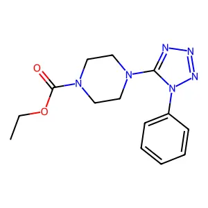 ethyl 4-(1-phenyl-1H-tetraazol-5-yl)-1-piperazinecarboxylate structure