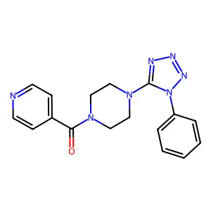 1-(1-phenyl-1H-1,2,3,4-tetrazol-5-yl)-4-(pyridine-4-carbonyl)piperazine structure