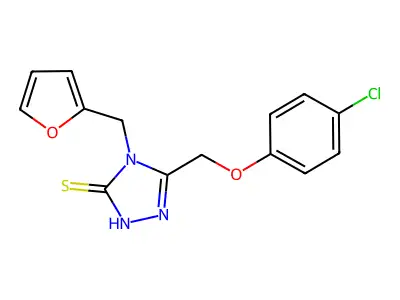5-(4-chlorophenoxymethyl)-4-(furan-2-ylmethyl)-4H-1,2,4-triazole-3-thiol structure