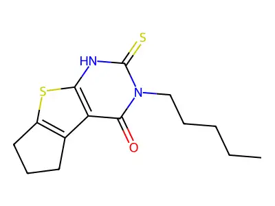 11-Pentyl-10-sulfanyl-7-thia-9,11-diazatricyclo[6.4.0.0,2,6]dodeca-1(8),2(6),9-trien-12-one structure