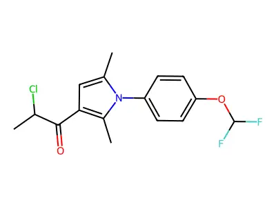 2-chloro-1-{1-[4-(difluoromethoxy)phenyl]-2,5-dimethyl-1H-pyrrol-3-yl}propan-1-one structure