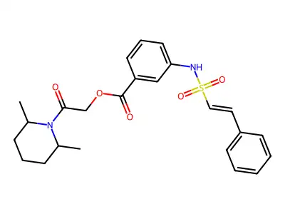 [2-(2,6-dimethylpiperidin-1-yl)-2-oxoethyl] 3-(2-phenylethenylsulfonylamino)benzoate structure