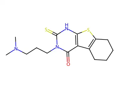 4-[3-(dimethylamino)propyl]-5-sulfanyl-8-thia-4,6-diazatricyclo[7.4.0.0,2,7]trideca-1(9),2(7),5-trien-3-one structure