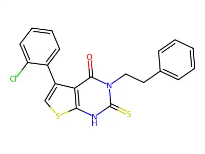 5-(2-chlorophenyl)-3-(2-phenylethyl)-2-sulfanyl-3H,4H-thieno[2,3-d]pyrimidin-4-one structure