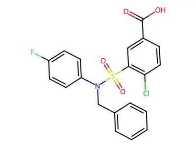 3-[Benzyl(4-fluorophenyl)sulfamoyl]-4-chlorobenzoic acid structure