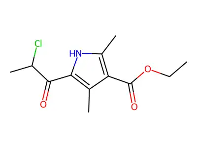 ethyl 5-(2-chloropropanoyl)-2,4-dimethyl-1H-pyrrole-3-carboxylate structure