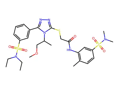 2-[[5-[3-[(Diethylamino)sulfonyl]phenyl]-4-(2-methoxy-1-methylethyl)-4H-1,2,4-triazol-3-yl]thio]-N-[5-[(dimethylamino)sulfonyl]-2-methylphenyl]acetamide structure