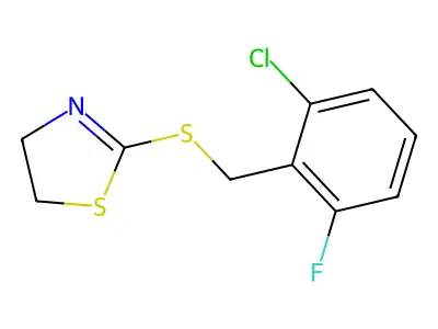 2-[(2-Chloro-6-fluorophenyl)methylsulfanyl]-4,5-dihydro-1,3-thiazole structure