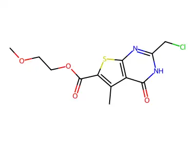 2-methoxyethyl 2-(chloromethyl)-5-methyl-4-oxo-3H,4H-thieno[2,3-d]pyrimidine-6-carboxylate structure