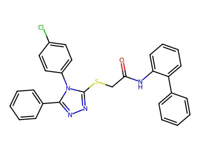 2-[[4-(4-chlorophenyl)-5-phenyl-1,2,4-triazol-3-yl]sulfanyl]-N-(2-phenylphenyl)acetamide structure