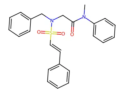 2-(N-benzyl-2-phenylethenesulfonamido)-N-methyl-N-phenylacetamide structure