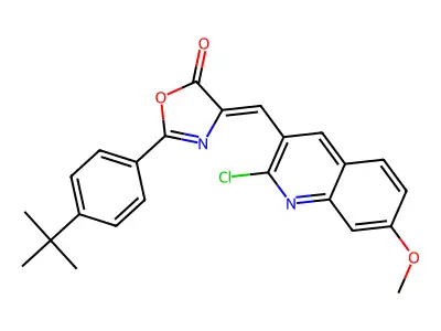 (4Z)-2-(4-tert-butylphenyl)-4-[(2-chloro-7-methoxyquinolin-3-yl)methylidene]-1,3-oxazol-5-one structure
