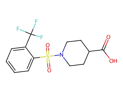 1-[2-(Trifluoromethyl)benzenesulfonyl]piperidine-4-carboxylic acid structure