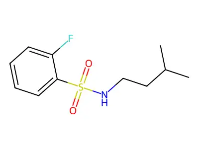 2-fluoro-N-(3-methylbutyl)benzene-1-sulfonamide structure