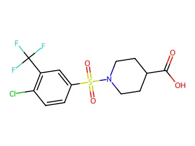 1-(4-Chloro-3-(trifluoromethyl)benzenesulfonyl)piperidine-4-carboxylic acid structure