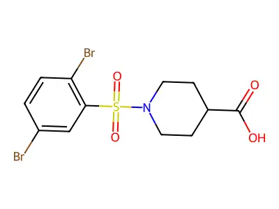 1-(2,5-Dibromobenzenesulfonyl)piperidine-4-carboxylic acid structure
