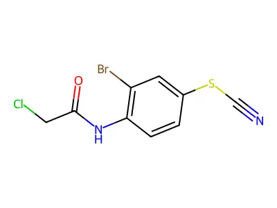 N-[2-bromo-4-(cyanosulfanyl)phenyl]-2-chloroacetamide structure
