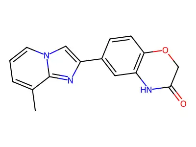 6-(8-methylimidazo[1,2-a]pyridin-2-yl)-4H-1,4-benzoxazin-3-one structure