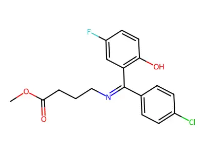 Methyl 4-(((4-chlorophenyl)(5-fluoro-2-hydroxyphenyl)methylene)amino)butanoate structure