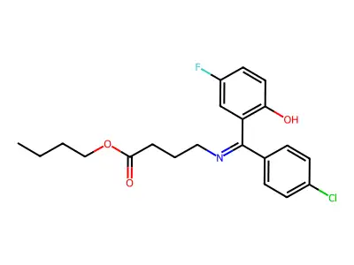 Butyl 4-(((4-chlorophenyl)(5-fluoro-2-hydroxyphenyl)methylene)amino)butanoate structure