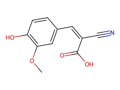 (2E)-2-cyano-3-(4-hydroxy-3-methoxyphenyl)prop-2-enoic acid structure