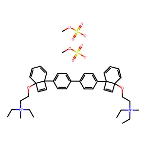 Ethanaminium, 2,2'-((1,1'-biphenyl)-4,4'-diylbis(2,1-ethenediyl-2,1-phenyleneoxy))bis(N,N-diethyl-N-methyl-, bis(methyl sulfate) structure