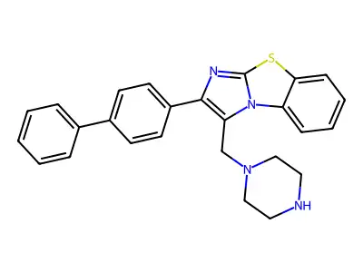 2-Biphenyl-4-yl-3-piperazin-1-ylmethylbenzo[d]imidazo[2,1-b]thiazole structure