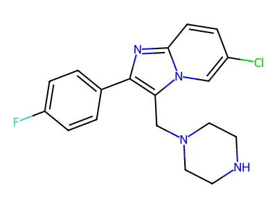 6-Chloro-2-(4-fluorophenyl)-3-(piperazin-1-ylmethyl)imidazo[1,2-a]pyridine structure