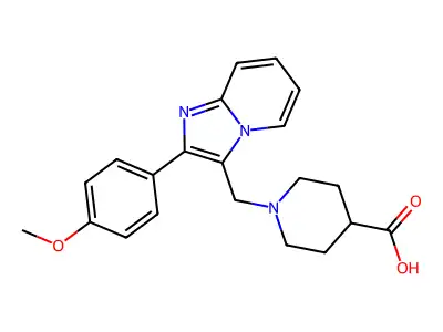1-[2-(4-Methoxy-phenyl)-imidazo[1,2-a]pyridin-3-ylmethyl]-piperidine-4-carboxylic acid structure