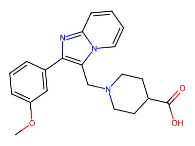 1-[[2-(3-Methoxyphenyl)imidazo[1,2-a]pyridin-3-yl]methyl]-4-piperidinecarboxylic acid structure