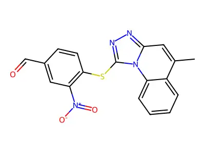 4-[(5-Methyl-[1,2,4]triazolo[4,3-a]quinolin-1-yl)sulfanyl]-3-nitrobenzaldehyde structure