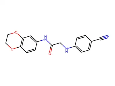 2-(4-cyanoanilino)-N-(2,3-dihydro-1,4-benzodioxin-6-yl)acetamide structure