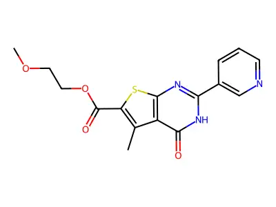 2-methoxyethyl 5-methyl-4-oxo-2-(pyridin-3-yl)-3H,4H-thieno[2,3-d]pyrimidine-6-carboxylate structure