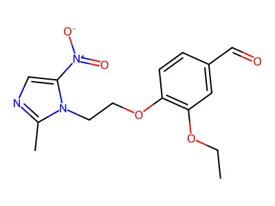 3-ethoxy-4-[2-(2-methyl-5-nitro-1H-imidazol-1-yl)ethoxy]benzaldehyde structure