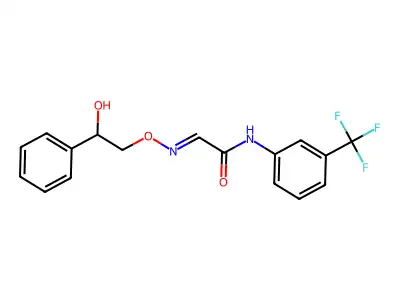 2-[(2-hydroxy-2-phenylethoxy)imino]-N-[3-(trifluoromethyl)phenyl]acetamide structure