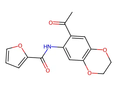 N-(7-acetyl-2,3-dihydro-1,4-benzodioxin-6-yl)furan-2-carboxamide structure