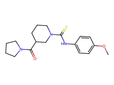 N-(4-methoxyphenyl)-3-(pyrrolidine-1-carbonyl)piperidine-1-carbothioamide structure