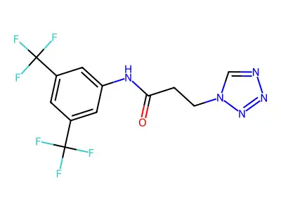 N-[3,5-bis(trifluoromethyl)phenyl]-3-(tetrazol-1-yl)propanamide structure