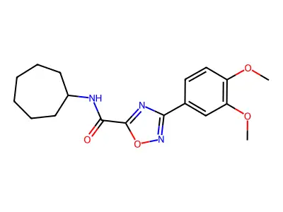 N-cycloheptyl-3-(3,4-dimethoxyphenyl)-1,2,4-oxadiazole-5-carboxamide structure