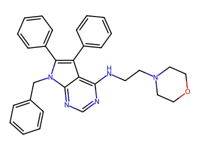 7-benzyl-N-(2-morpholin-4-ylethyl)-5,6-diphenylpyrrolo[2,3-d]pyrimidin-4-amine structure