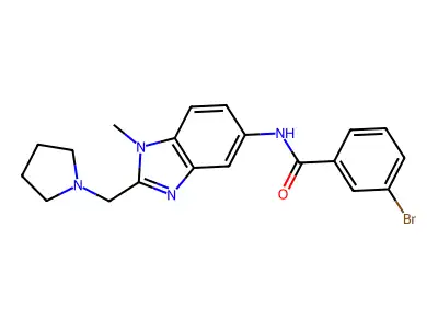 3-bromo-N-[1-methyl-2-(pyrrolidin-1-ylmethyl)benzimidazol-5-yl]benzamide structure