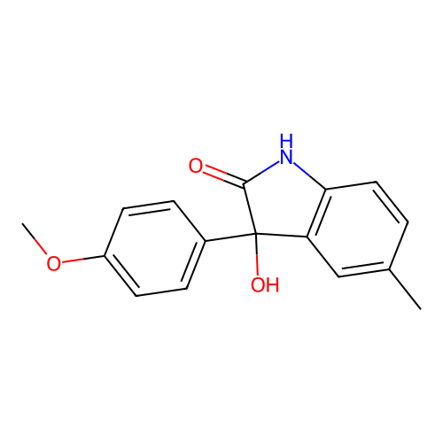 3-hydroxy-3-(4-methoxyphenyl)-5-methyl-1,3-dihydro-2H-indol-2-one structure