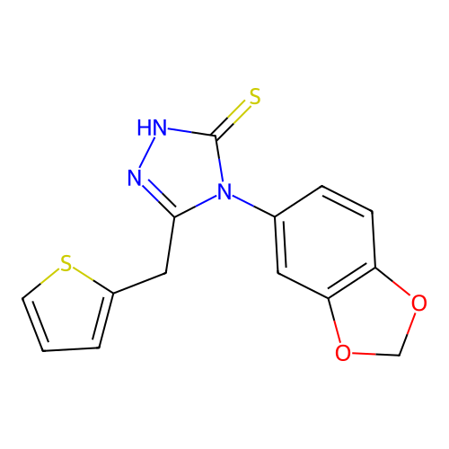 4-(benzo[d][1,3]dioxol-5-yl)-5-(thiophen-2-ylmethyl)-4H-1,2,4-triazole-3-thiol structure