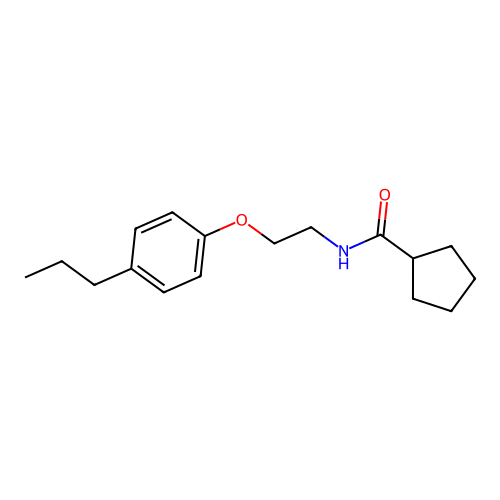N-[2-(4-propylphenoxy)ethyl]cyclopentanecarboxamide structure