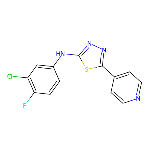 N-(3-chloro-4-fluorophenyl)-5-pyridin-4-yl-1,3,4-thiadiazol-2-amine structure