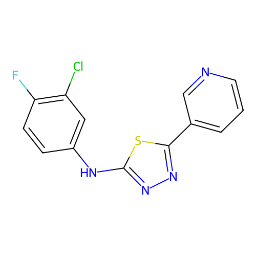 N-(3-chloro-4-fluorophenyl)-5-(pyridin-3-yl)-1,3,4-thiadiazol-2-amine structure