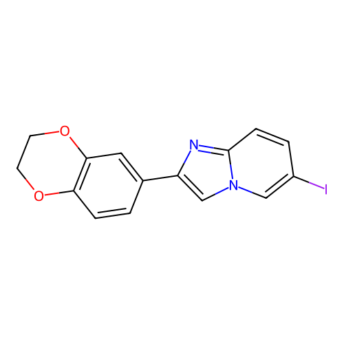2-(2,3-Dihydro-1,4-benzodioxin-6-yl)-6-iodoimidazo[1,2-a]pyridine structure